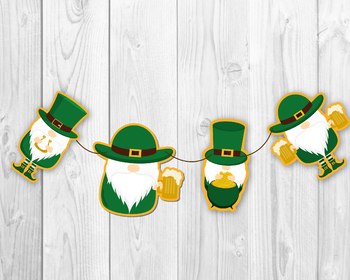 Preview of St Patricks Banner, St Patrick Gnome Garland, St Patrick Party Decor