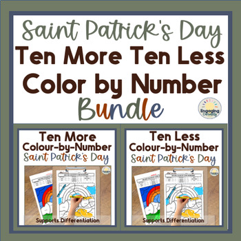 Preview of St Patricks Bundle: Ten More Ten Less Color-by-Code for 1st, 2nd, grade, Answer