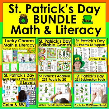 St. Patrick's Day Activities: K/1 Math and Literacy Bundle!  ☘ ☘