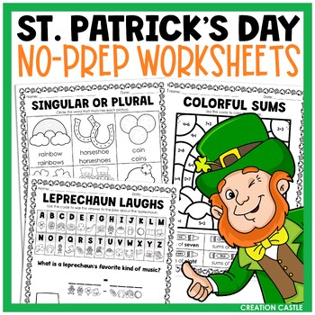 Preview of St. Patrick's Day Math and Literacy Worksheets for Kindergarten