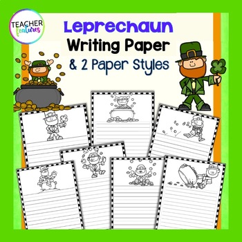 Preview of St. Patrick's Day Blank Lined WRITING CENTER PAPER Dotted Kinder 1st 2nd Grade