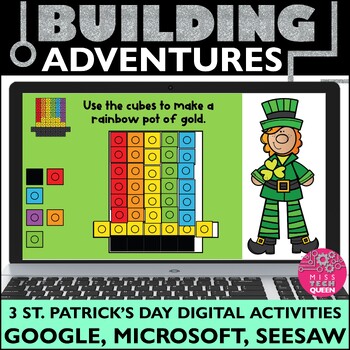 Preview of St Patricks Day Activities Digital Building Game Mouse Practice March LEGO Patty