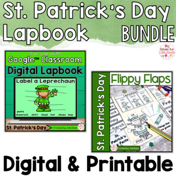 Preview of St Patricks Day Activities Interactive Notebook Digital and Printable Bundle