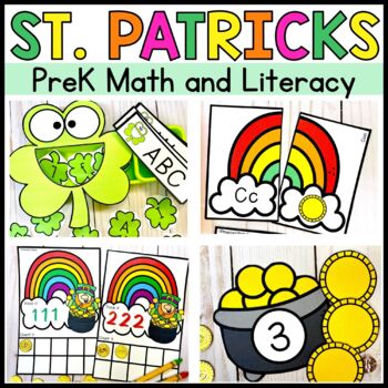 Preview of St Patricks Day Activities Math and Literacy Centers Preschool