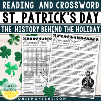 Preview of St Pattys Day Activities Saint Patricks Day Reading Comprehension & Crossword