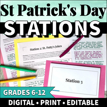 Preview of St Patricks Day Activities for Middle School ELA Research Stations | Webquest