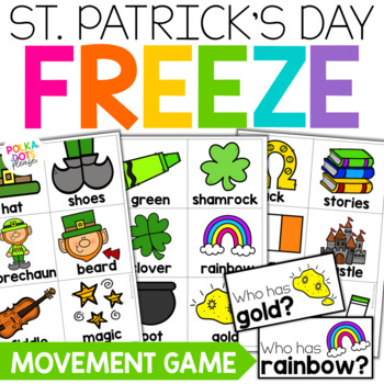 Preview of St Patricks Day Activity | FREEZE Movement Game | St Patricks Day Writing Center