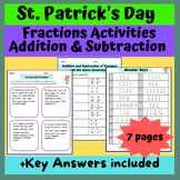 St Patricks Day Adding and Subtracting Fractions Worksheet