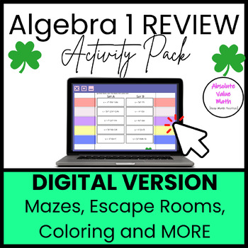 Preview of St. Patricks Day Algebra 1 Digital Review Activity Pack (12 DIGITAL ACTIVITIES)