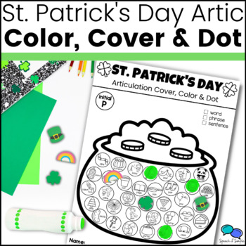 Preview of St Patricks Day Articulation Worksheets | No Prep | ALL SOUNDS | Dot Art