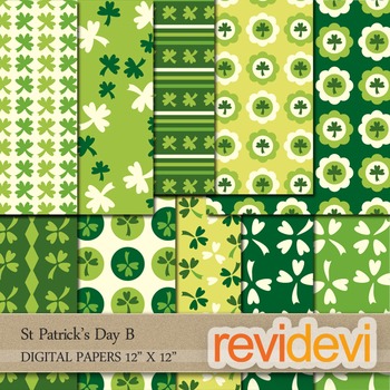 Preview of St. Patrick's Day B Digital Papers - Patterned background