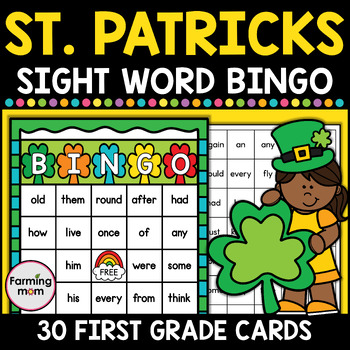 Preview of St Patricks Day Bingo Cards Sight Word Games March 1st Grade Reading Activities