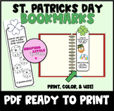 St. Patricks Day Bookmarks - Ready to Print - Color and Bl