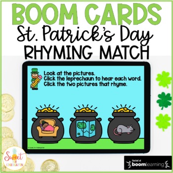 Preview of St Patricks Day Boom Cards™ Rhyming Match