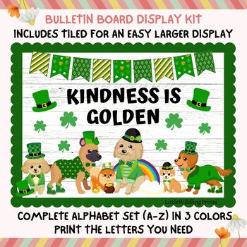Preview of St Patricks Day Bulletin Lucky Blessed Pups Dogs Irish March Bulletin Board Kit