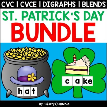 Preview of St Patricks Day | CVC Words | CVCE | Digraphs | Blends | Worksheets | BUNDLE