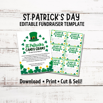 Preview of St. Patricks Day Candy Gram Fundraiser | Editable St. Paddies Day Flyer Template