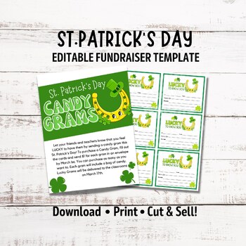 Preview of St. Patricks Day Candy Gram Fundraiser Flyer Template | Lucky Grams