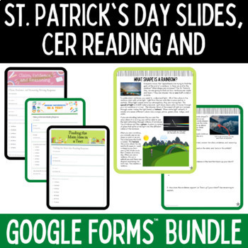 Preview of St Patricks Day Claim Evidence Reasoning CER Bundle NGSS Physical Science