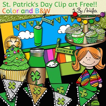 Preview of St. Patrick's Day Clip Art free!! color and B&W.