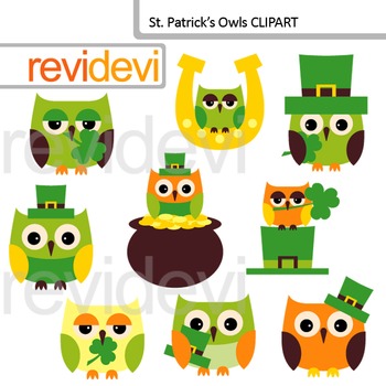 Preview of St. Patrick's Day Clip art - St. Patrick's Owls cliparts