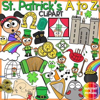 Preview of St Patricks Day Clipart A to Z | Beginning Sounds Clipart
