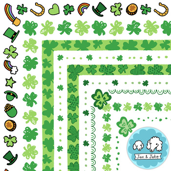 Preview of St Patricks Day Clipart Borders, Shamrock, Clovers, March Clip Art Frames PNG