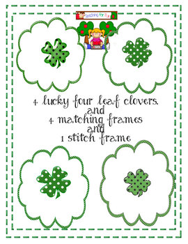 Preview of St. Patricks Day Clipart Clovers and Frames  by Teaching for Fun Freebie