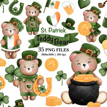 Preview of St Patricks Day Clipart, Teddy Bear Clip Art.