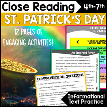 Preview of St Patricks Day Close Reading Comprehension Activities | St. Patrick's Day ELA