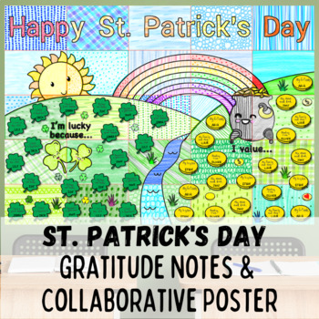 Preview of St Patricks Day Collaborative Poster & Gratitude Notes Kindness Coloring Writing