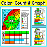 St. Patrick's Day Color, Count & Graph Shapes Worksheets -