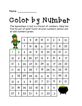 Download St. Patrick's Day Color by Number- Freebie! by The Busy Class | TpT