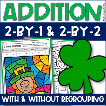 Preview of Color by Number Addition St Patricks Day March Coloring Worksheets