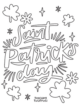 Preview of St. Patricks Day Coloring Page {By Teaching Tutifruti}