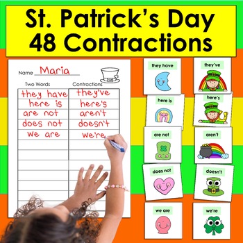 Preview of St. Patrick's Day 48 Contractions Match to Component Parts