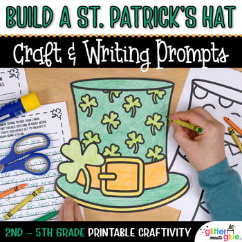 Preview of Build a St Patricks Day Hat Craft, No Prep Writing Activity, Template for March