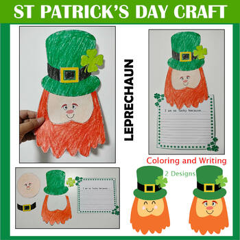 St Patricks Day Craft Leprechaun Craft Coloring and Writing Activity