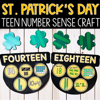 Preview of St Patricks Day Pot of Gold Craft Decomposing Teen Numbers 11-20 Math Craftivity