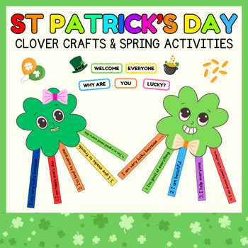 Preview of St Patricks Day Craft l Spring Lucky clover Door Decor & Shamrock Bulletin Board
