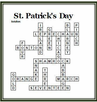 St Patrick S Day Crossword Puzzle Features 15 Words Related To The Holiday