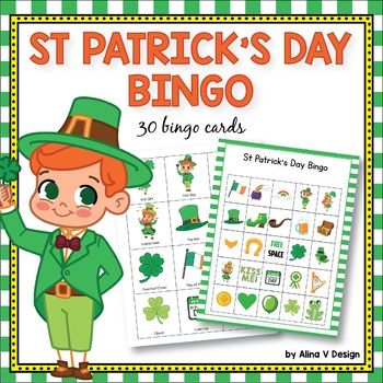 Preview of St Patricks Day Bingo Games Card Activities for Kindergarten March Vocabulary