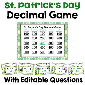 Preview of St. Patrick's Day Decimal Game