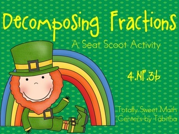 Preview of St. Patrick's Day Decomposing Fractions Seat Scoot  4.NF.3b