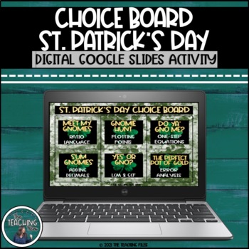 Preview of St Patricks Day Digital Choice Board | 6th Grade Math | Distance Learning