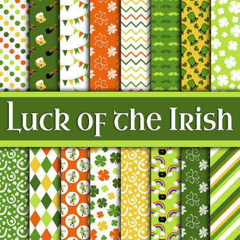 Preview of St. Patricks Day Digital Paper Pack - 16 Different Papers - 12inx12in
