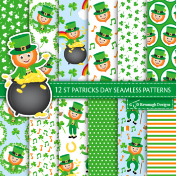 Preview of St Patricks Day Digital Papers / St Patricks Day Patterns / St Patricks Day P48