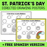 St Patricks Day Directed Drawing Posters + FREE Spanish