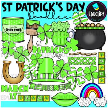 Preview of St Patrick's Day Doodles Clip Art Set {Educlips Clipart}