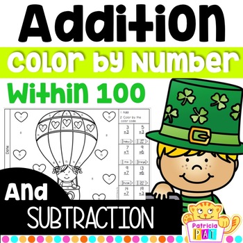 Preview of Color by Number for St. Patrick's Day Addition and Subtraction Coloring Pages